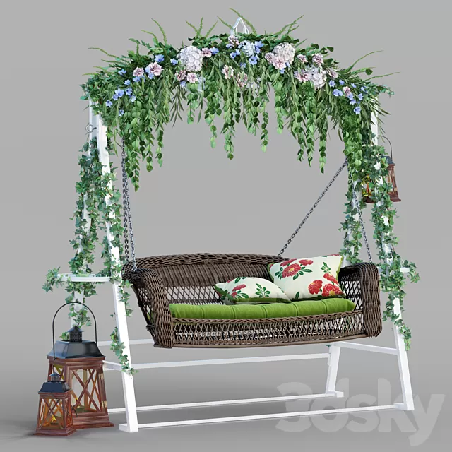 Architecture – 3D Models – Garden swing with flowers