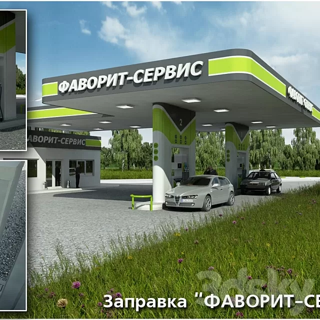 Architecture – 3D Models – Gas station