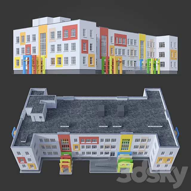Architecture – 3D Models – Kindergarten Rainbow