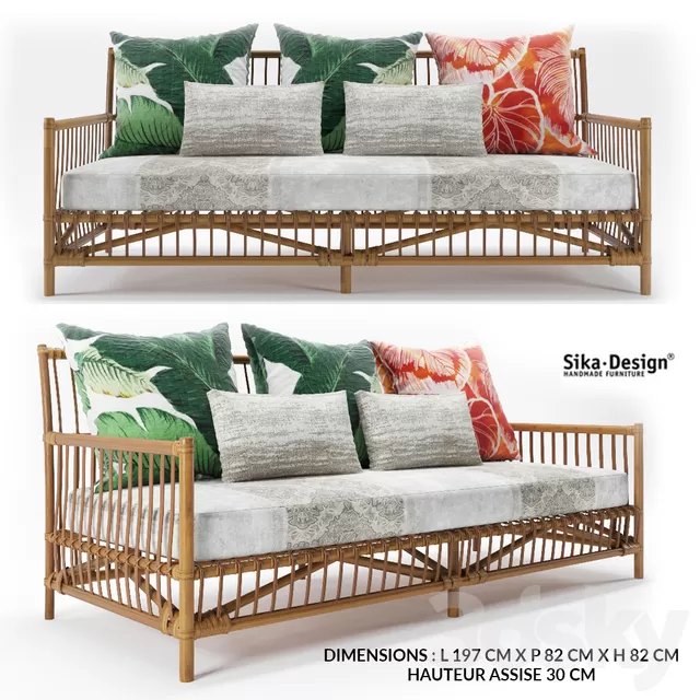 Furniture – Sofa 3D Models – Caroline 3 seat Sofa by Sika design