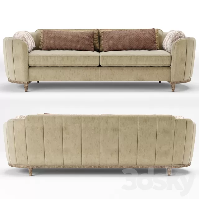 Furniture – Sofa 3D Models – Cherish Round Barrel Beige Velvet sofa