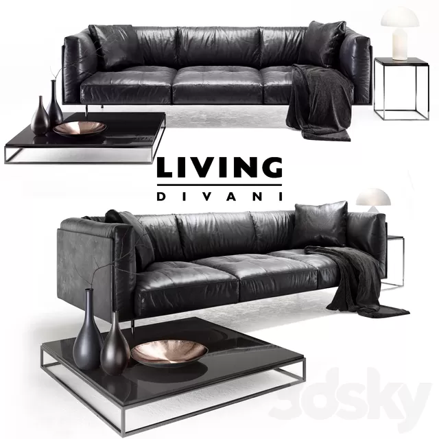 Furniture – Sofa 3D Models – Living.divani.leather.rod.sofa