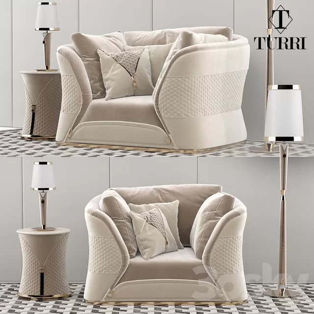 Furniture – Sofa 3D Models – Turri Vogue sofa armchair set