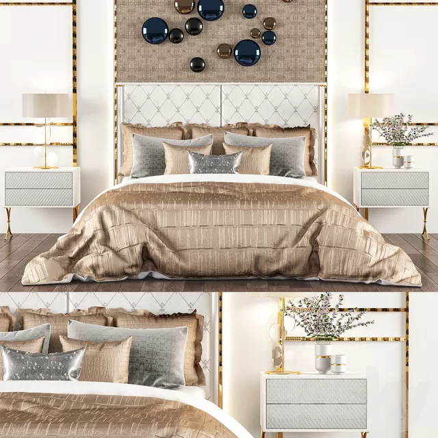 Furniture – Bed 3D Models – Bed Montgomery  by Fendi Casa