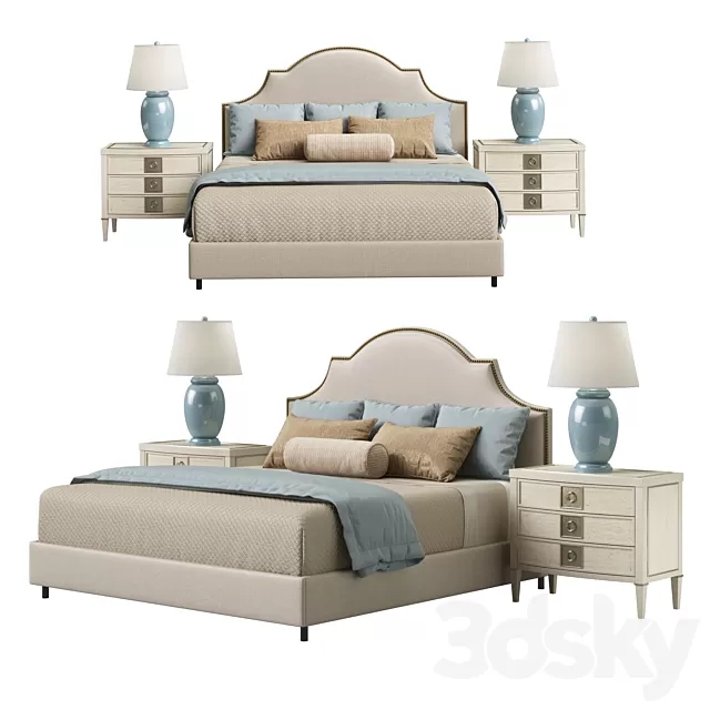 Furniture – Bed 3D Models – Horchow Cheresse King Bed