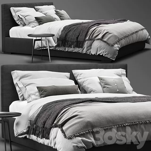 Furniture – Bed 3D Models – Meridiani Stone Plus Bed (max)