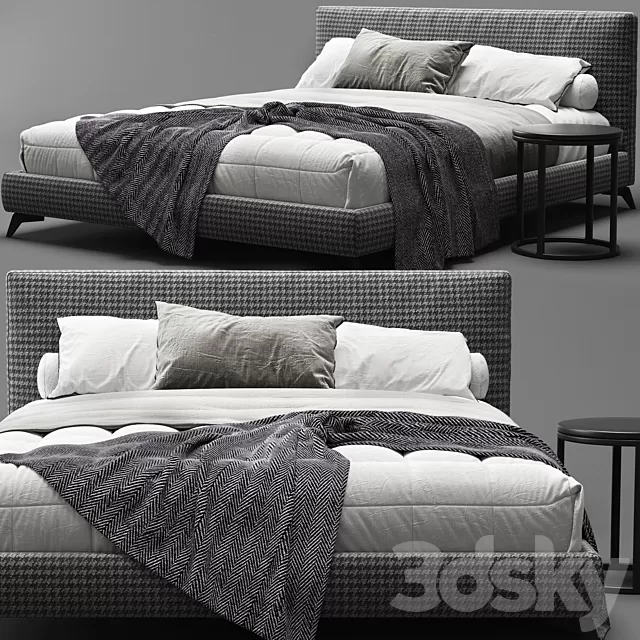 Furniture – Bed 3D Models – Meridiani Stone Up Bed B (Max 2012 Vray)