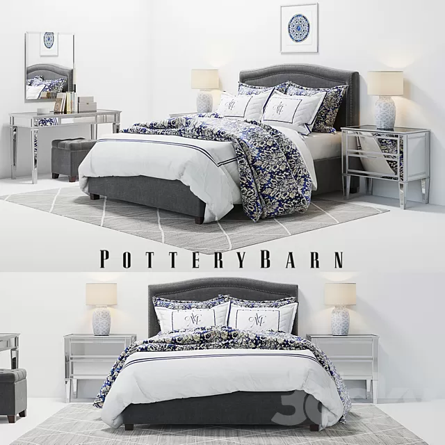 Furniture – Bed 3D Models – Pottery barn decoration set 02 Furniture – Bed 3D Models – Pottery barn decoration set 02