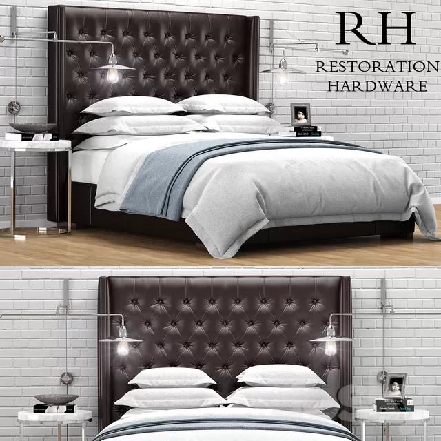 Furniture – Bed 3D Models – Restoration Hardware Adler Leather Tufted bed Furniture – Bed 3D Models – Restoration Hardware Adler Leather Tufted bed