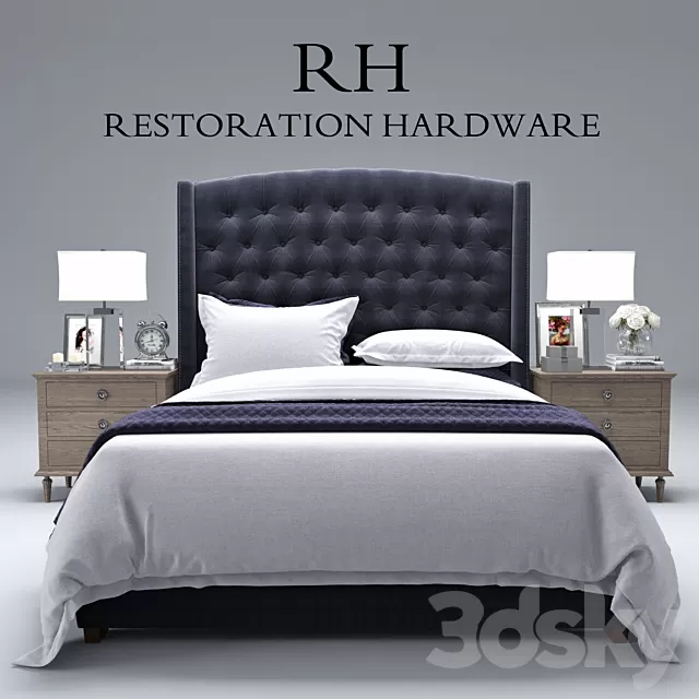 Furniture – Bed 3D Models – Restoration Hardware Warner Fabric Tufted bed Furniture – Bed 3D Models – Restoration Hardware Warner Fabric Tufted bed