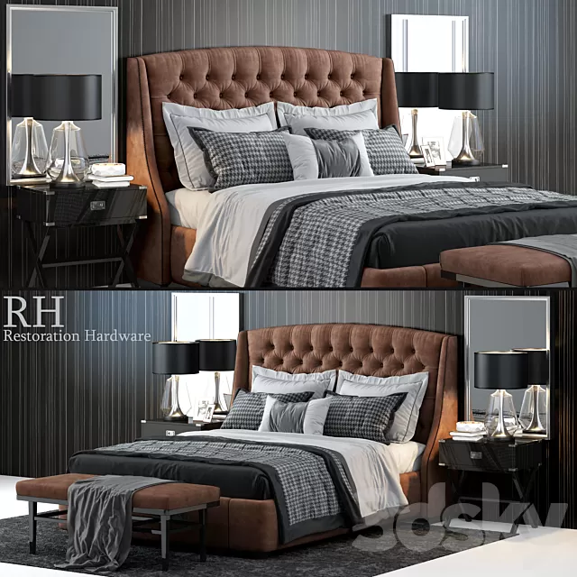 Furniture – Bed 3D Models – Restoration Hardware Warner Tufted Bed Furniture – Bed 3D Models – Restoration Hardware Warner Tufted Bed