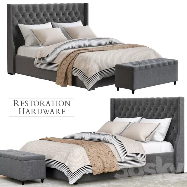 Furniture – Bed 3D Models – RestorationHardwareGrayBedroom Furniture – Bed 3D Models – RestorationHardwareGrayBedroom