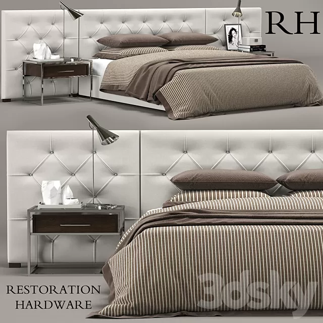 Furniture – Bed 3D Models – RH Modern custom diamond tufted fabric headbord bed Furniture – Bed 3D Models – RH Modern custom diamond tufted fabric headbord bed
