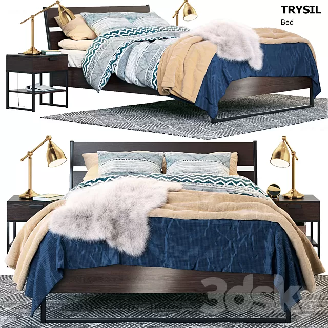 Furniture Bed 3D Models TRYSIL bed by IKEA 3d model 3DSKY Decor Helper
