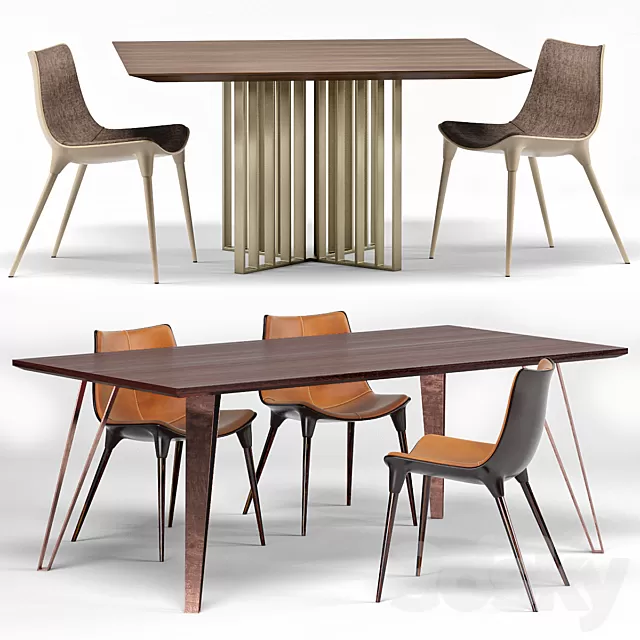 Furniture – Table and Chairs (Set) – 3D Models – 0018