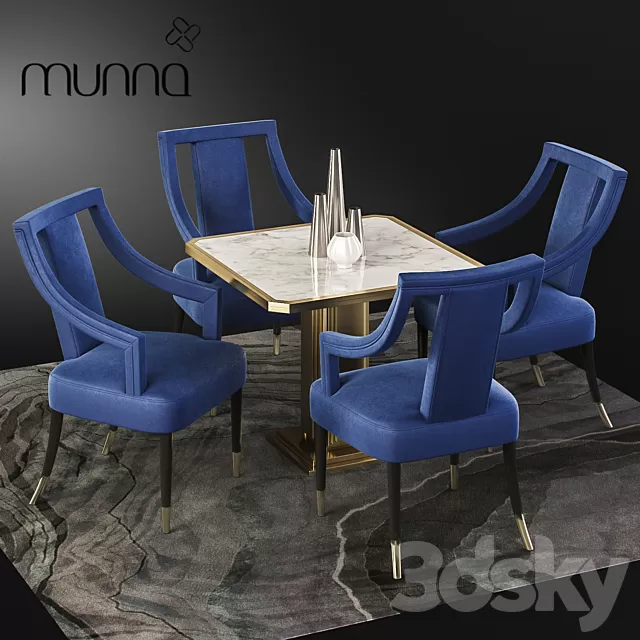 Furniture – Table and Chairs (Set) – 3D Models – 0020