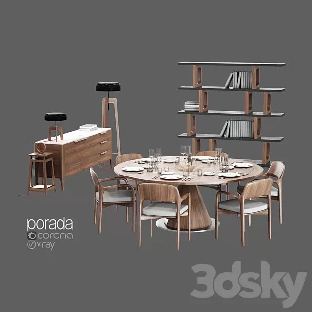 Furniture – Table and Chairs (Set) – 3D Models – 0031 Furniture – Table and Chairs (Set) – 3D Models – 0031