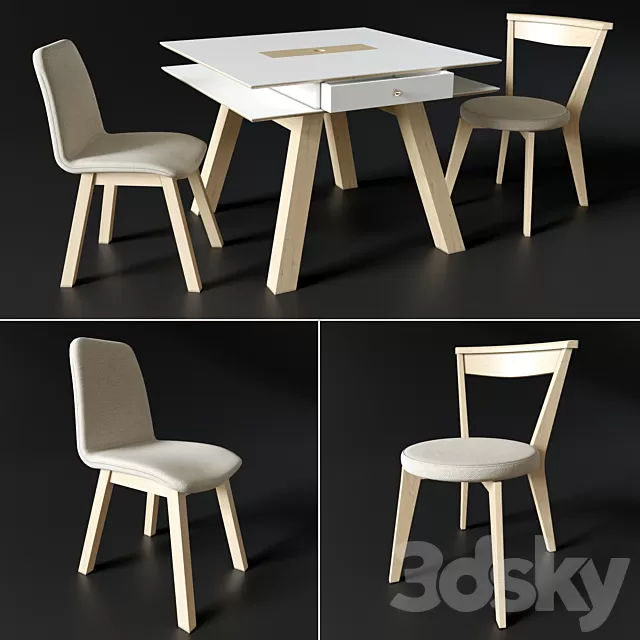 Furniture – Table and Chairs (Set) – 3D Models – 0046 Furniture – Table and Chairs (Set) – 3D Models – 0046