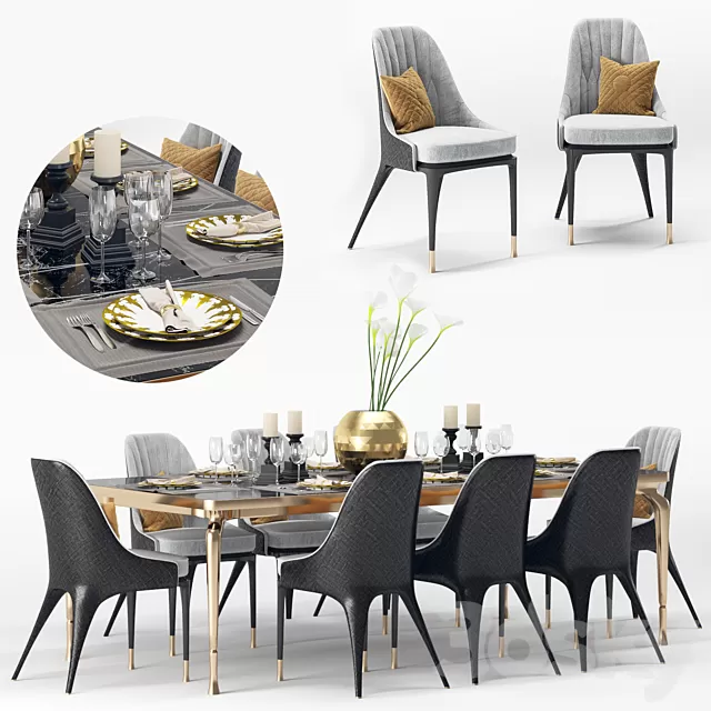 Furniture – Table and Chairs (Set) – 3D Models – 0051 Furniture – Table and Chairs (Set) – 3D Models – 0051