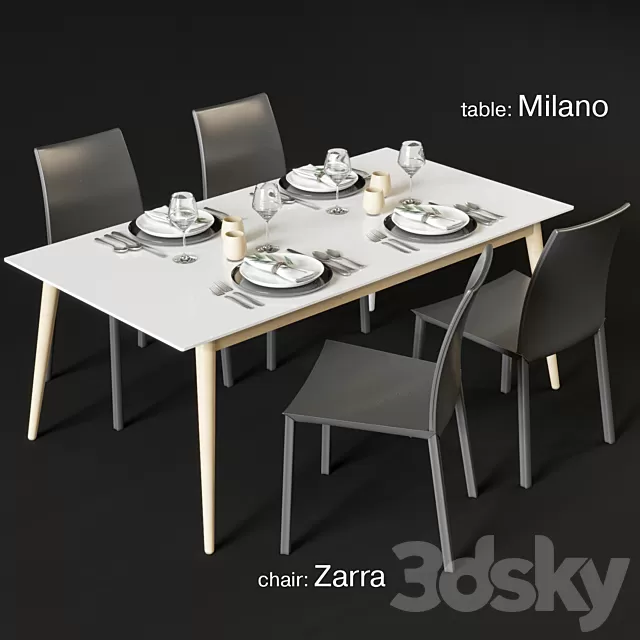 Furniture – Table and Chairs (Set) – 3D Models – 0053 Furniture – Table and Chairs (Set) – 3D Models – 0053