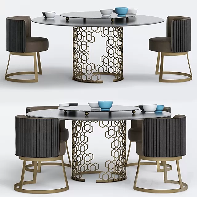 Furniture – Table and Chairs (Set) – 3D Models – 0055 Furniture – Table and Chairs (Set) – 3D Models – 0055