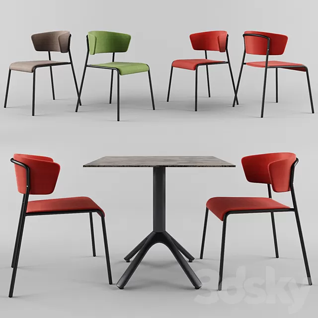 Furniture – Table and Chairs (Set) – 3D Models – 0059 Furniture – Table and Chairs (Set) – 3D Models – 0059
