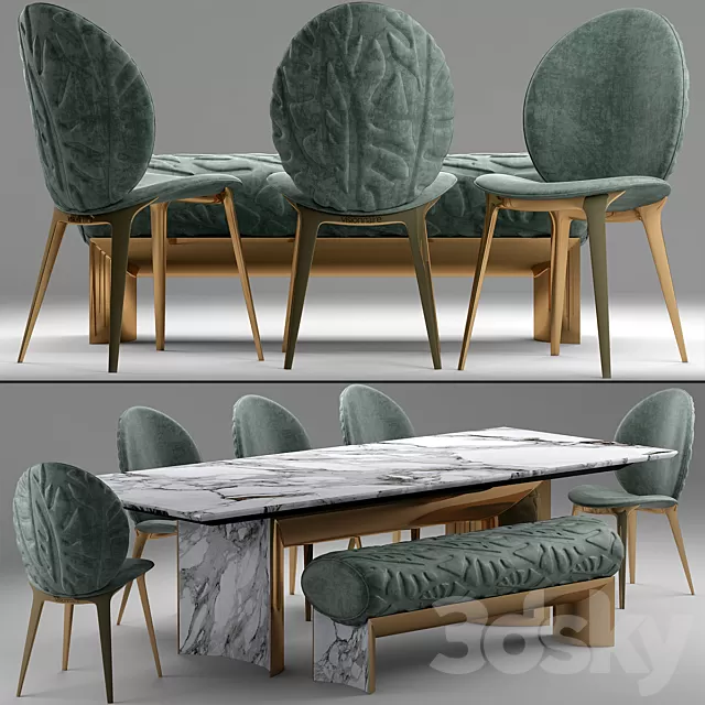 Furniture – Table and Chairs (Set) – 3D Models – 0068 Furniture – Table and Chairs (Set) – 3D Models – 0068