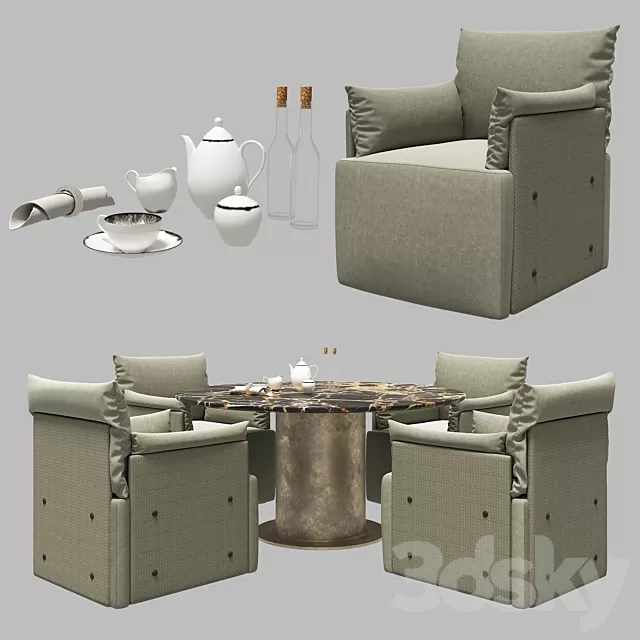 Furniture – Table and Chairs (Set) – 3D Models – 0076 Furniture – Table and Chairs (Set) – 3D Models – 0076