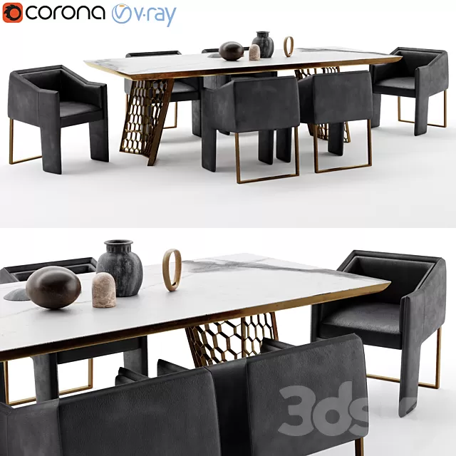 Furniture – Table and Chairs (Set) – 3D Models – 0079 Furniture – Table and Chairs (Set) – 3D Models – 0079