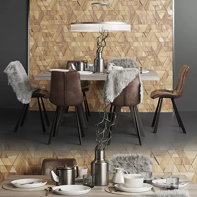 Furniture – Table and Chairs (Set) – 3D Models – 0086 Furniture – Table and Chairs (Set) – 3D Models – 0086