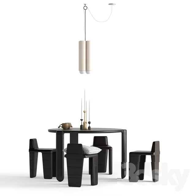 Furniture – Table and Chairs (Set) – 3D Models – 0087 Furniture – Table and Chairs (Set) – 3D Models – 0087