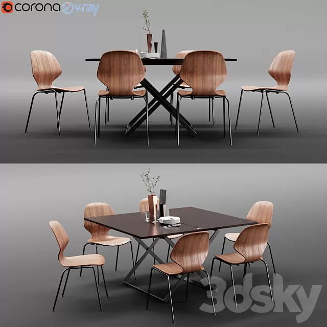 Furniture – Table and Chairs (Set) – 3D Models – 0091 Furniture – Table and Chairs (Set) – 3D Models – 0091