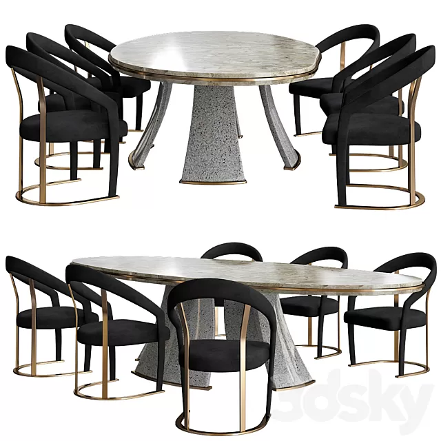 Furniture – Table and Chairs (Set) – 3D Models – 0097 Furniture – Table and Chairs (Set) – 3D Models – 0097
