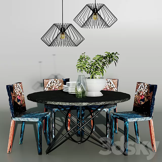 Furniture – Table and Chairs (Set) – 3D Models – 0111 Furniture – Table and Chairs (Set) – 3D Models – 0111