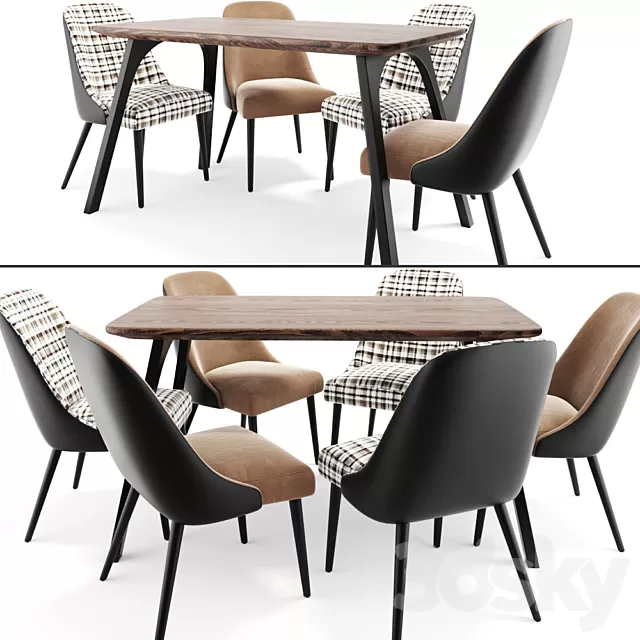 Furniture – Table and Chairs (Set) – 3D Models – 0123 Furniture – Table and Chairs (Set) – 3D Models – 0123