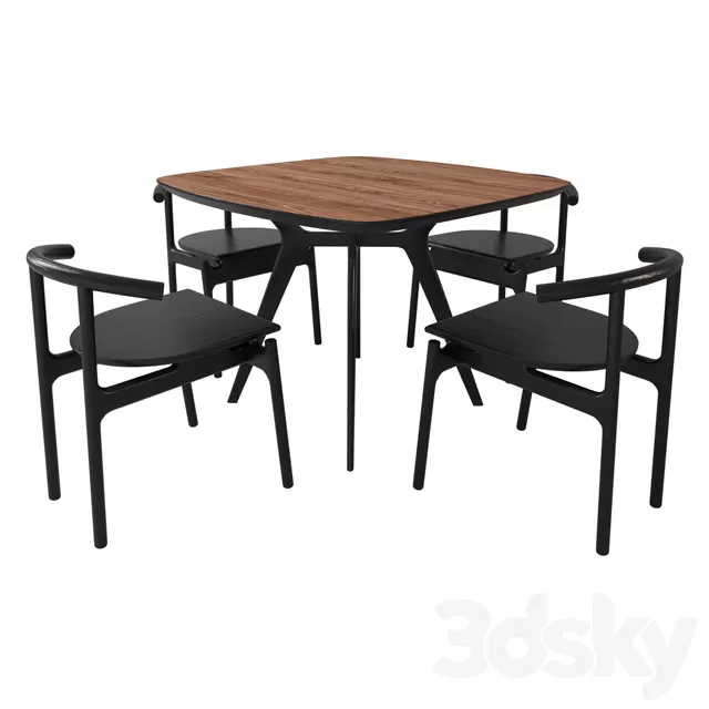 Furniture – Table and Chairs (Set) – 3D Models – 0129 Furniture – Table and Chairs (Set) – 3D Models – 0129