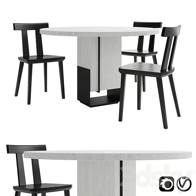 Furniture – Table and Chairs (Set) – 3D Models – 0133 Furniture – Table and Chairs (Set) – 3D Models – 0133