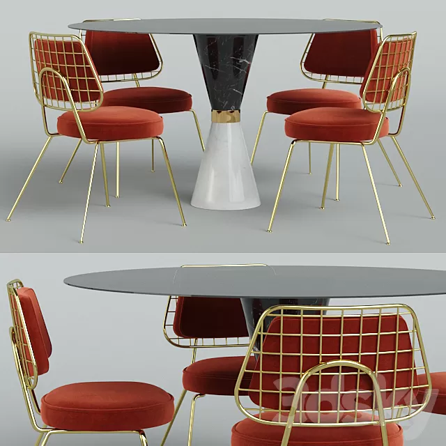 Furniture – Table and Chairs (Set) – 3D Models – 0148 Furniture – Table and Chairs (Set) – 3D Models – 0148
