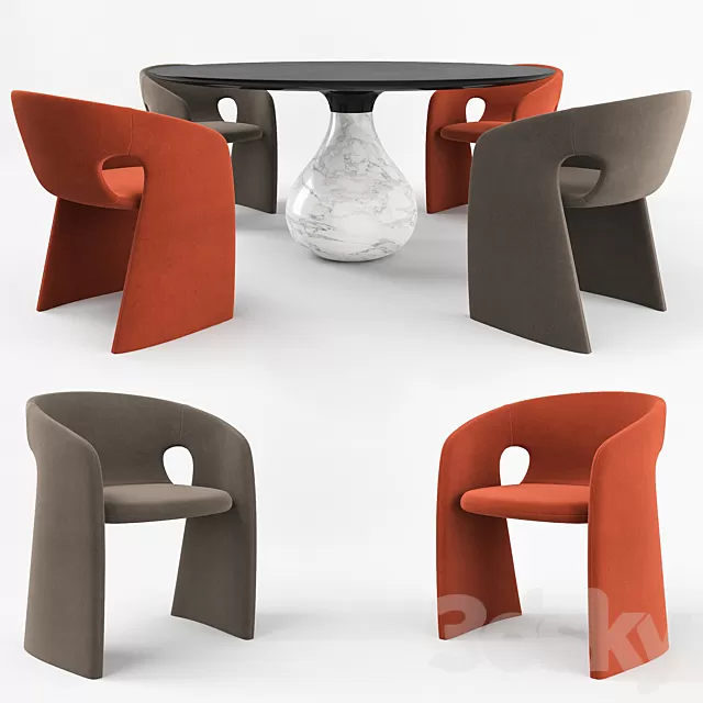 Furniture – Table and Chairs (Set) – 3D Models – 0155 Furniture – Table and Chairs (Set) – 3D Models – 0155