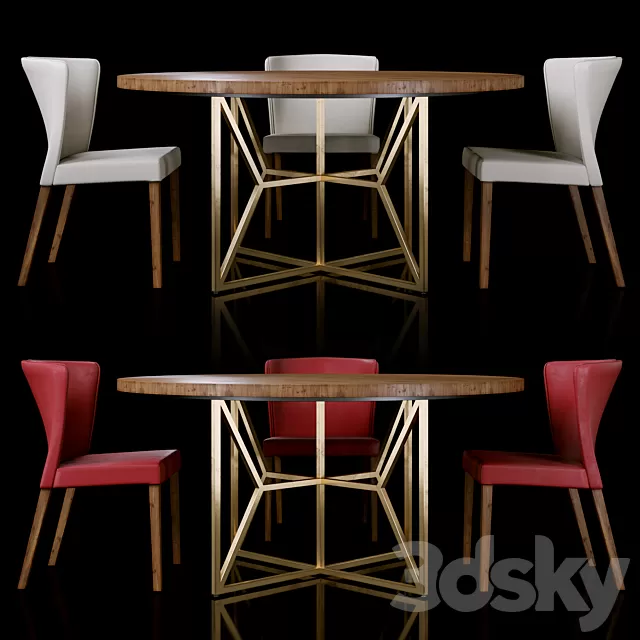 Furniture – Table and Chairs (Set) – 3D Models – 0162 Furniture – Table and Chairs (Set) – 3D Models – 0162
