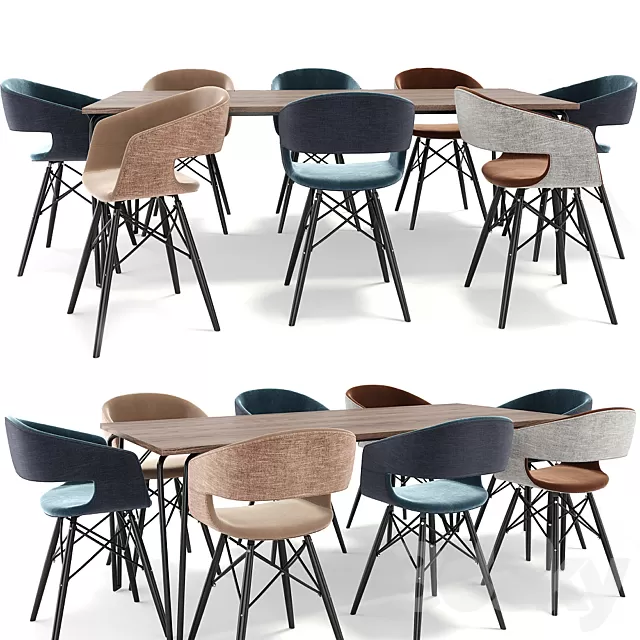Furniture – Table and Chairs (Set) – 3D Models – 0164 Furniture – Table and Chairs (Set) – 3D Models – 0164