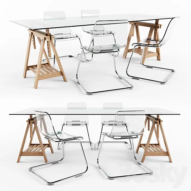 Furniture – Table and Chairs (Set) – 3D Models – 0173 Furniture – Table and Chairs (Set) – 3D Models – 0173