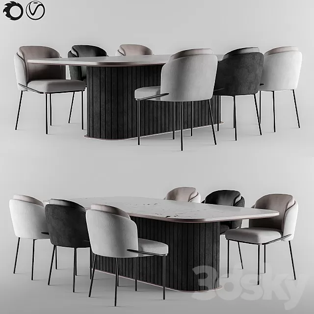 Furniture – Table and Chairs (Set) – 3D Models – 0179 Furniture – Table and Chairs (Set) – 3D Models – 0179