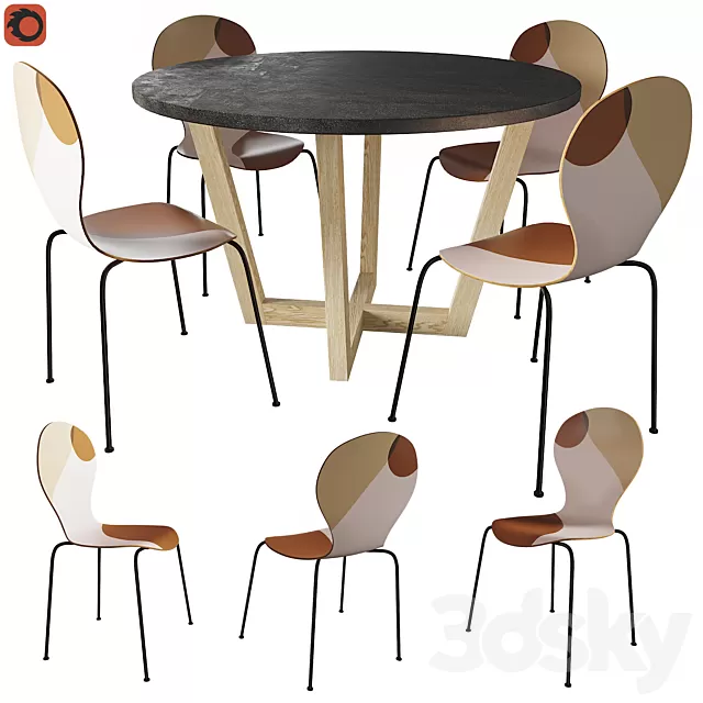 Furniture – Table and Chairs (Set) – 3D Models – 0205 Furniture – Table and Chairs (Set) – 3D Models – 0205