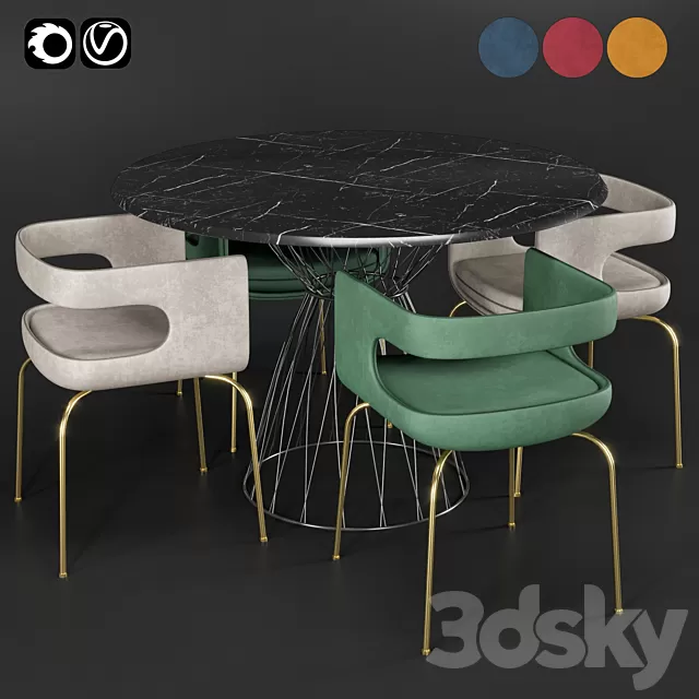 Furniture – Table and Chairs (Set) – 3D Models – 0210 Furniture – Table and Chairs (Set) – 3D Models – 0210