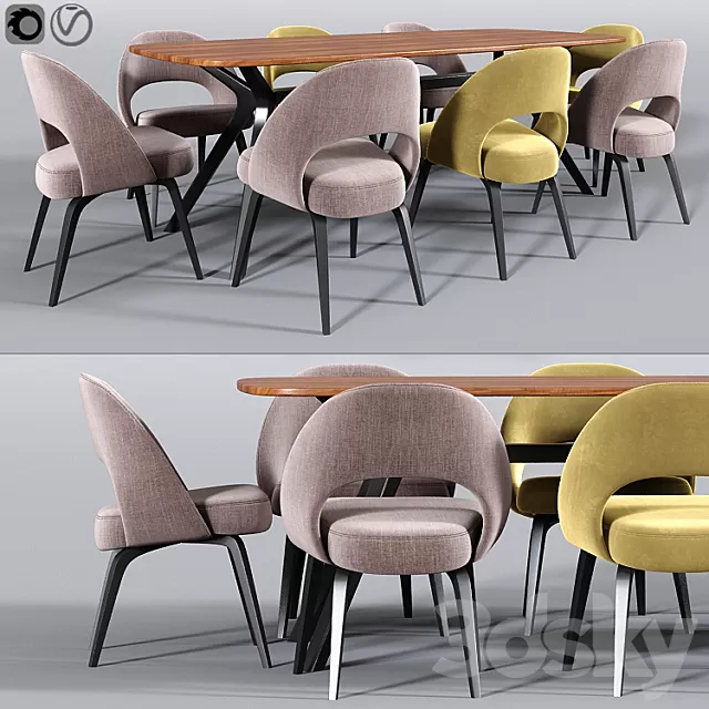 Furniture – Table and Chairs (Set) – 3D Models – 0212 Furniture – Table and Chairs (Set) – 3D Models – 0212