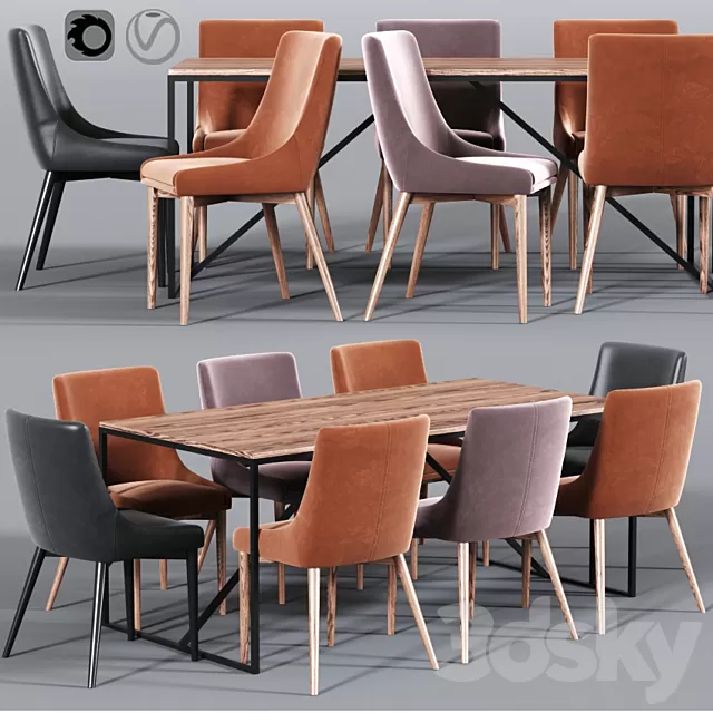 Furniture – Table and Chairs (Set) – 3D Models – 0214 Furniture – Table and Chairs (Set) – 3D Models – 0214
