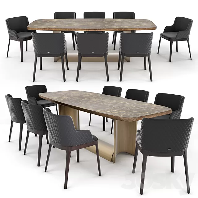 Furniture – Table and Chairs (Set) – 3D Models – 0222