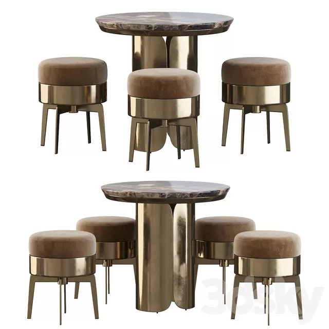 Furniture – Table and Chairs (Set) – 3D Models – 0228