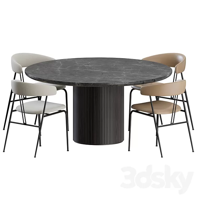 Furniture – Table and Chairs (Set) – 3D Models – 0235